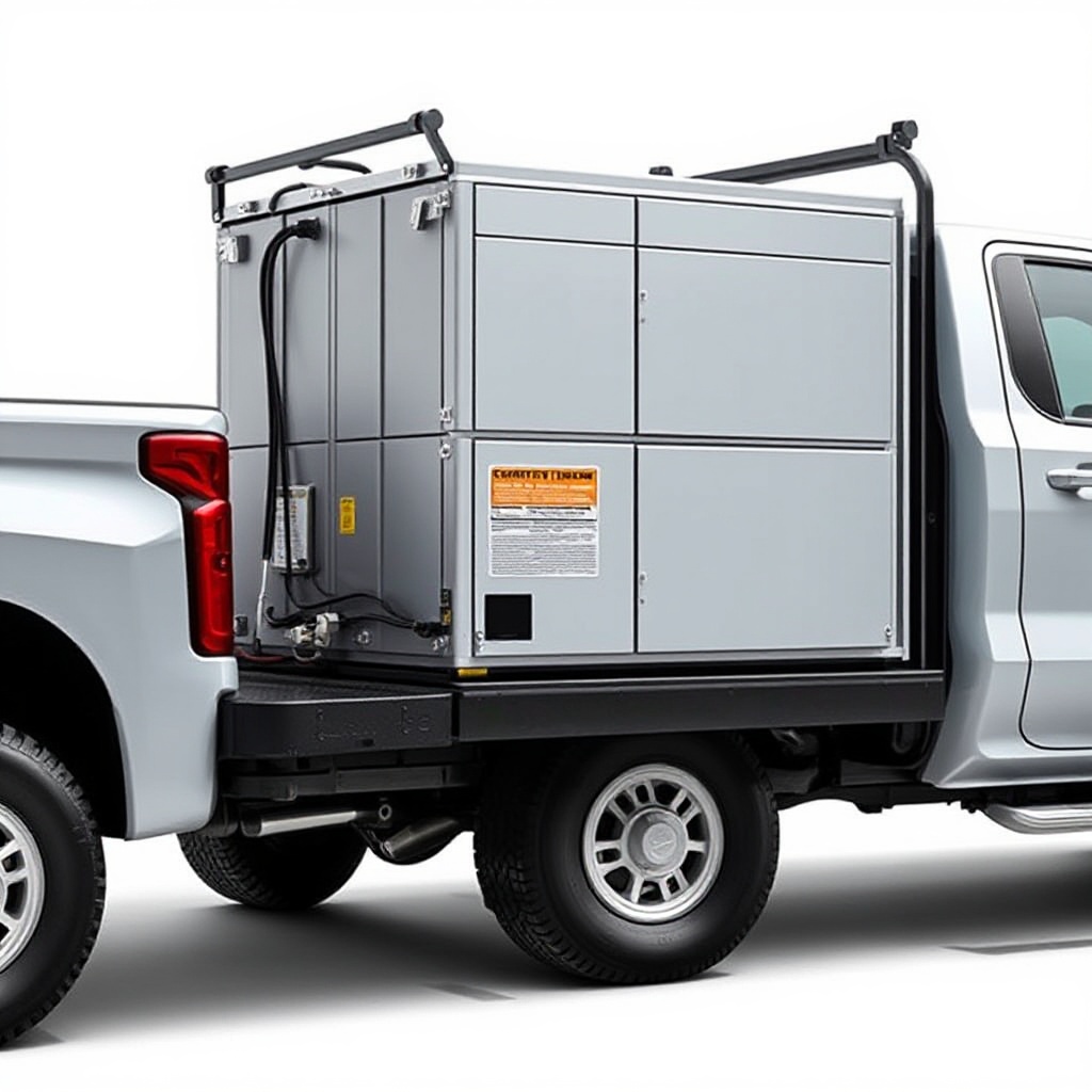 Close-up side view of the Chevrolet Silverado EV Work Truck's massive battery pack being displayed or installed, showing the scale of the 213 kWh Ultium battery technology.