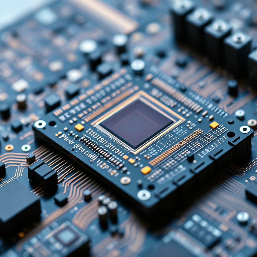 A close-up, detailed photograph of a modern chiplet-based processor with multiple silicon dies visible on an interposer. The image should show different colored dies representing components from different vendors, with intricate interconnections between them visible on the substrate. The lighting should highlight the three-dimensional nature of the assembly.